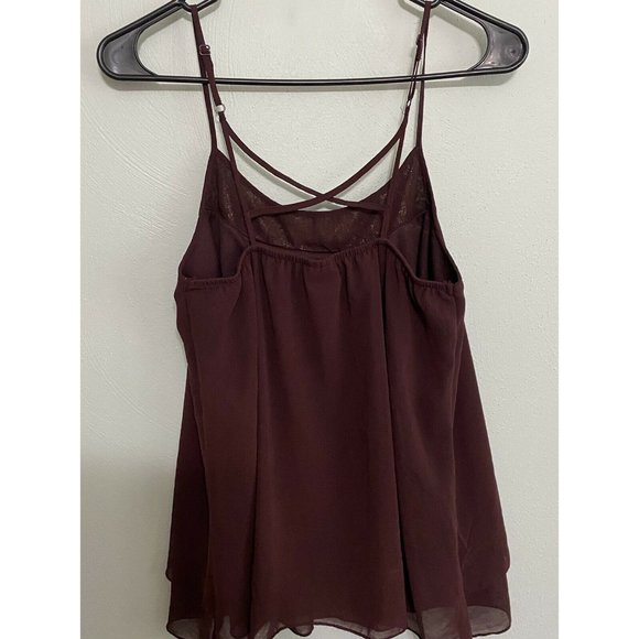 Mossimo Sequin Cami Top Small Maroon Spaghetti Strap Layered - Picture 9 of 9